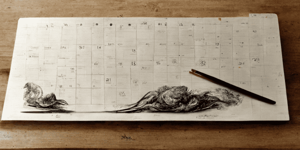 pejacz paper calendar on the table drawn with pencil d30a0e32-91e1-445d-bb0b-b0b9ae578027